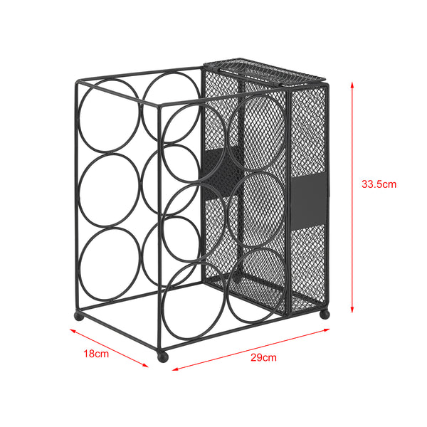 [en.casa] Wijnrek Drangedal metaal voor 6 flessen 33,5x29x18 cm zwart