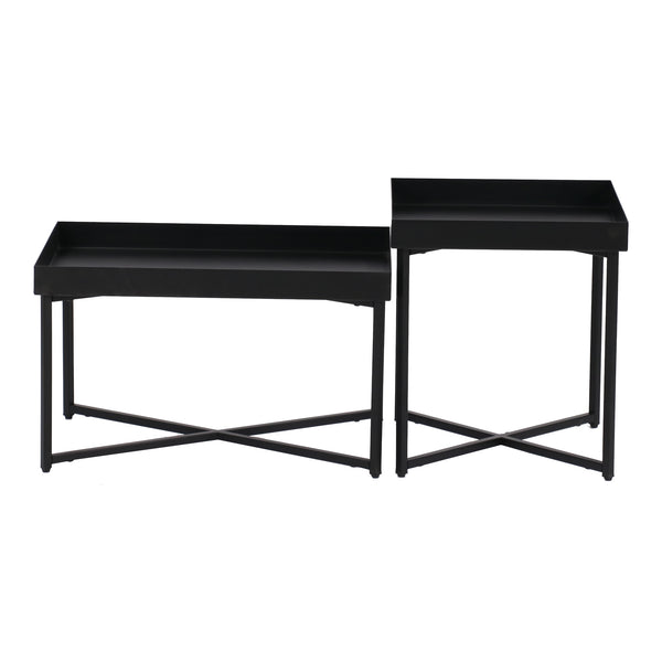 [en.casa] Salontafel Heinola set van 2 metaal zwart mat