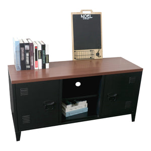 [en.casa] Commode Pälkäne metaal 58x113x40 cm zwart en houtkleurig