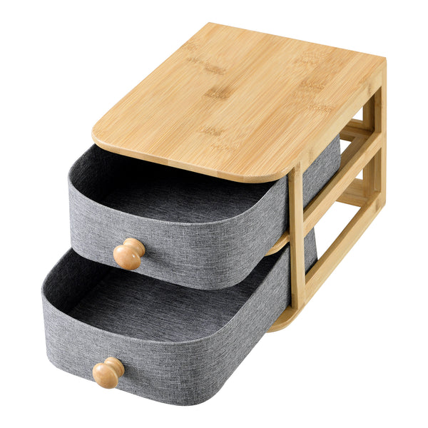 [en.casa] Bureau organizer Arsivik met 2 lades bamboe 15,5x18x23 cm