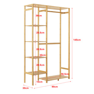 [en.casa] Bamboe kledingrek Eurajoki met planken 90x30x145 cm
