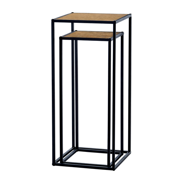 [en.casa] Bijzettafel Gamleby rechthoek set van 2 zwart en houtkleurig