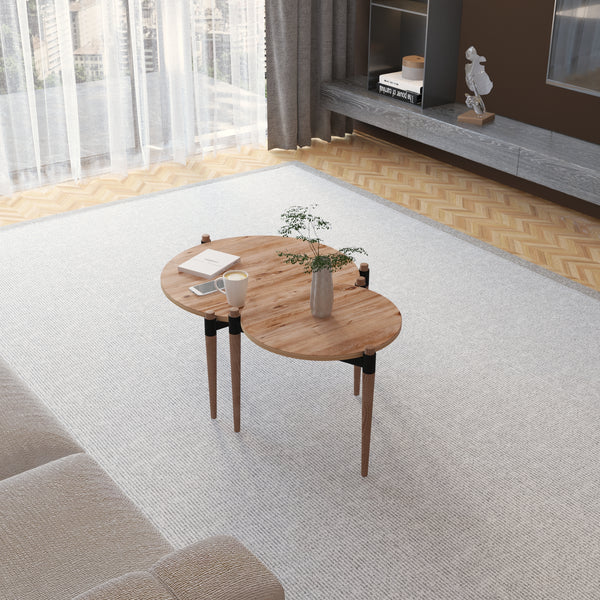 [en.casa] Salontafel Kristinestad set van 2 grenen houtkleurig