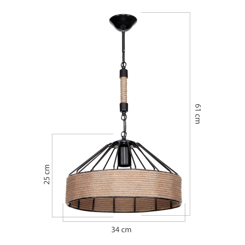 Maatschets [lux.pro] Hanglamp Bridgford E27 zwart en jute
