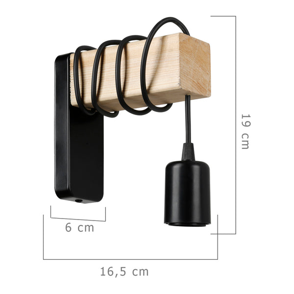 [lux.pro] Wandlamp Chelmsford E27 zwart en houtkleurig