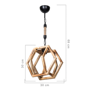 [lux.pro] Hanglamp Cheltenham E27 zwart houtkleurig en jute