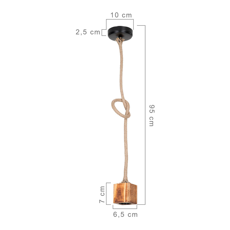 Maatschets [lux.pro] Hanglamp Corby E27 zwart houtkleurig en jute