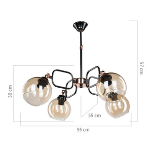 [lux.pro] Hanglamp Crawley E27 zwart en koperkleurig