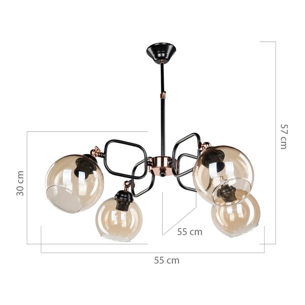 [lux.pro] Hanglamp Crawley E27 zwart en koperkleurig