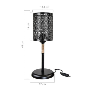 [lux.pro] Tafellamp bureaulamp Filton E27 zwart en jute
