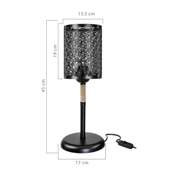 [lux.pro] Tafellamp bureaulamp Filton E27 zwart en jute