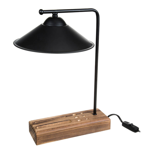 [lux.pro] Tafellamp bureaulamp Folkestone E27 zwart en houtkleurig