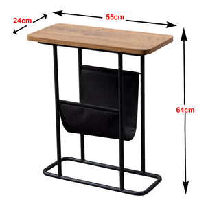 [en.casa] Bijzettafel Bov 64x55x24cm zwart en walnootkleurig