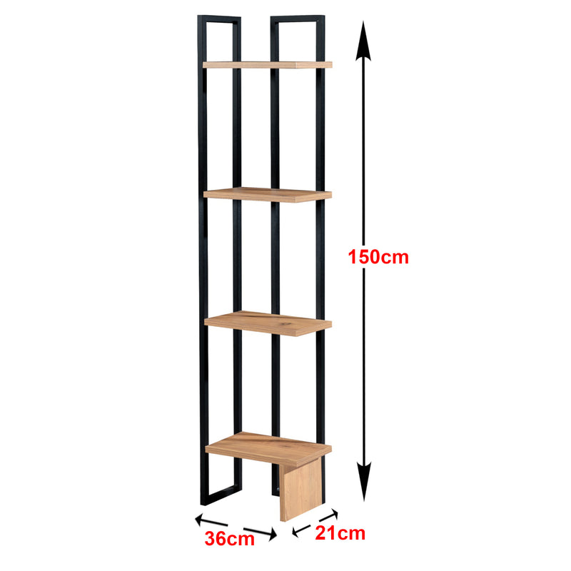 Maatschets Staand rek Bjergsted 150x36x21cm zwart en walnootkleurig [en.casa]
