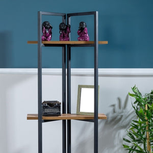 [en.casa] Staand rek Bjerringbro 150x55x24cm zwart en walnootkleurig