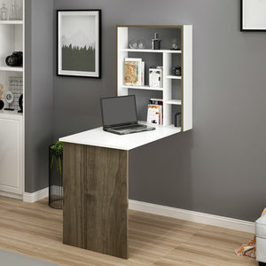 [en.casa] Klaptafel voor wandmontage Greve wit en walnootkleurig