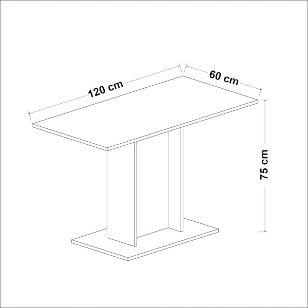 [en.casa] Eettafel Galten 75x120x60 cm wit