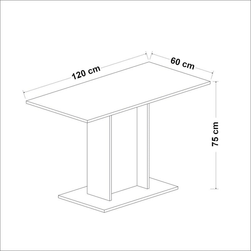 Maatschets [en.casa] Eettafel Galten 75x120x60 cm wit