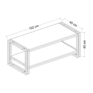 [en.casa] Salontafel Græsted 40x102x45 cm Eiken en zwart