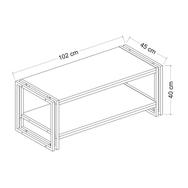 [en.casa] Salontafel Græsted 40x102x45 cm Eiken en zwart