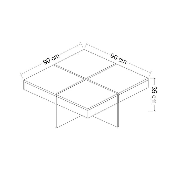 [en.casa] Salontafel Fjerritslev 35x90x90 cm marmer zwart en messing