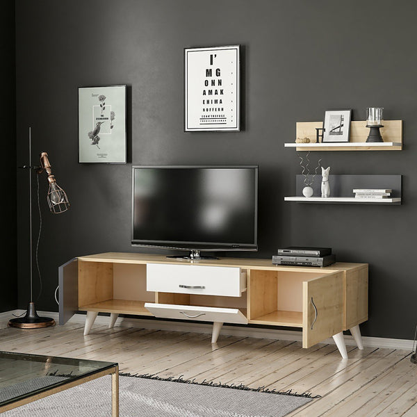 [en.casa] TV meubel met 2 planken Hadsten 160x31x31 cm meerkleurig