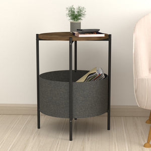 [en.casa] Bijzettafel Hofors 60xØ43 cm eiken antiek antraciet en grijs