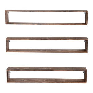 [en.casa] Wandplank set van 3 Næstved 100x14x18 cm houtkleurig