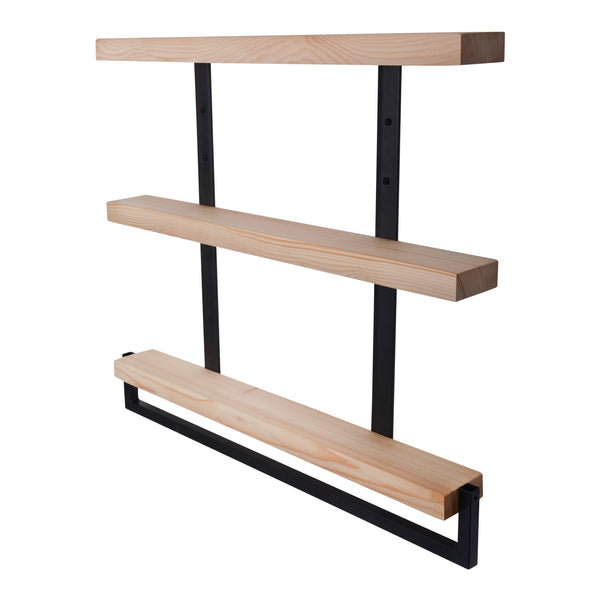 [en.casa] Wandplank Nykøbing 67,5x79x8,5 cm houtkleurig en zwart