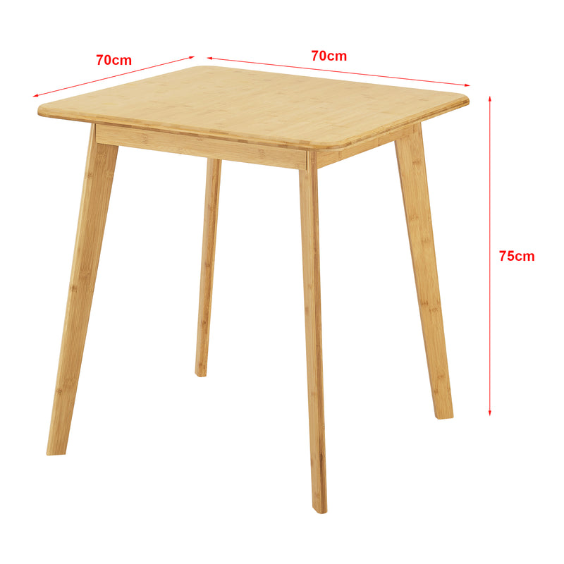 Maatschets [en.casa] Eettafel Närpes bamboe 70x70x75 cm houtkleurig