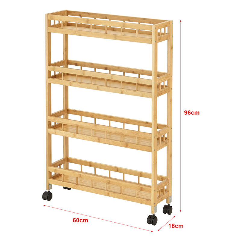 Maatschets [en.casa] Keukentrolley Pyhäjoki met 4 planken 96x60x18 cm houtkleurig