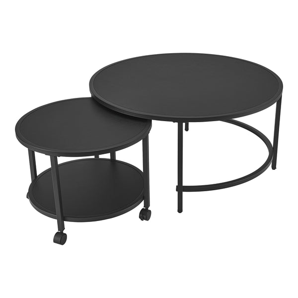 [en.casa] Salontafel set van 2 Værøy rond zwart mat