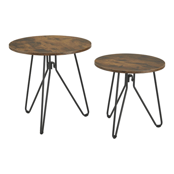 [en.casa] Salontafel set van 2 Väsby rond houtkleurig donker en zwart
