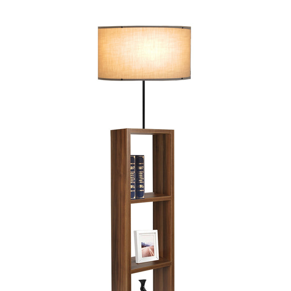 [lux.pro] Staande lamp Redditch 150 cm E27 houtkleurig zwart en beige