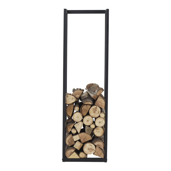 [en.casa] Brandhout rek Tanum houtopslag 35x35x120 cm zwart