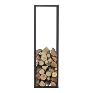 [en.casa] Brandhout rek Tibro houtopslag 35x35x120 cm zwart
