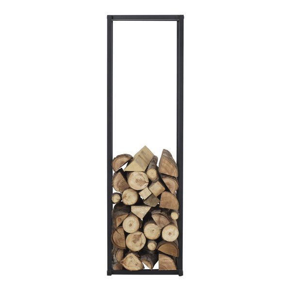 [en.casa] Brandhout rek Tibro houtopslag 35x35x120 cm zwart