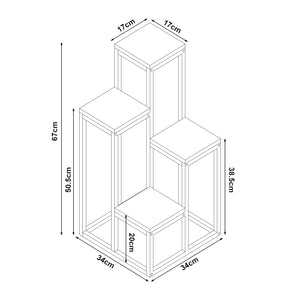 [en.casa] Plantenstandaard Ameland 67x34x34 cm zwart en houtkleurig