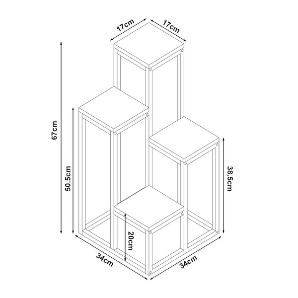 [en.casa] Plantenstandaard Ameland 67x34x34 cm zwart en houtkleurig