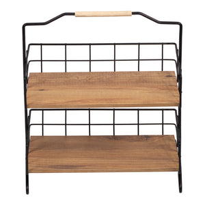 [en.casa] Badkamer organizer Sallingsund 41,5x32x15 cm zwart en houtkleurig