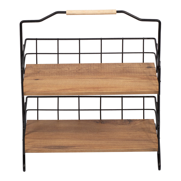 [en.casa] Badkamer organizer Sallingsund 41,5x32x15 cm zwart en houtkleurig