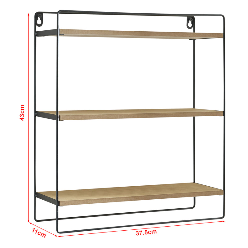 Maatschets [en.casa] Wandrek Skovbo 43x37,5x11 cm zwart en houtkleurig