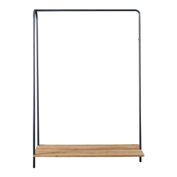 [en.casa] Kledingrek Ørbæk 144x100x35 cm zwart en houtkleurig