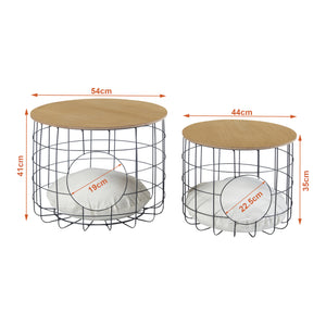 [en.casa] Bijzettafel Haapajärvi set van 2 met kussens