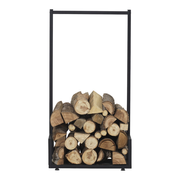 [en.casa] Brandhout Thisted rek houtopslag 50x35x95 cm metaal zwart
