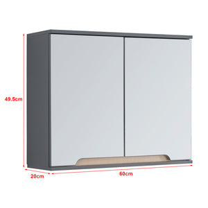 [en.casa] Badkamerkast met spiegel Gescher 49,5x60x20 cm grijs en houtkleurig