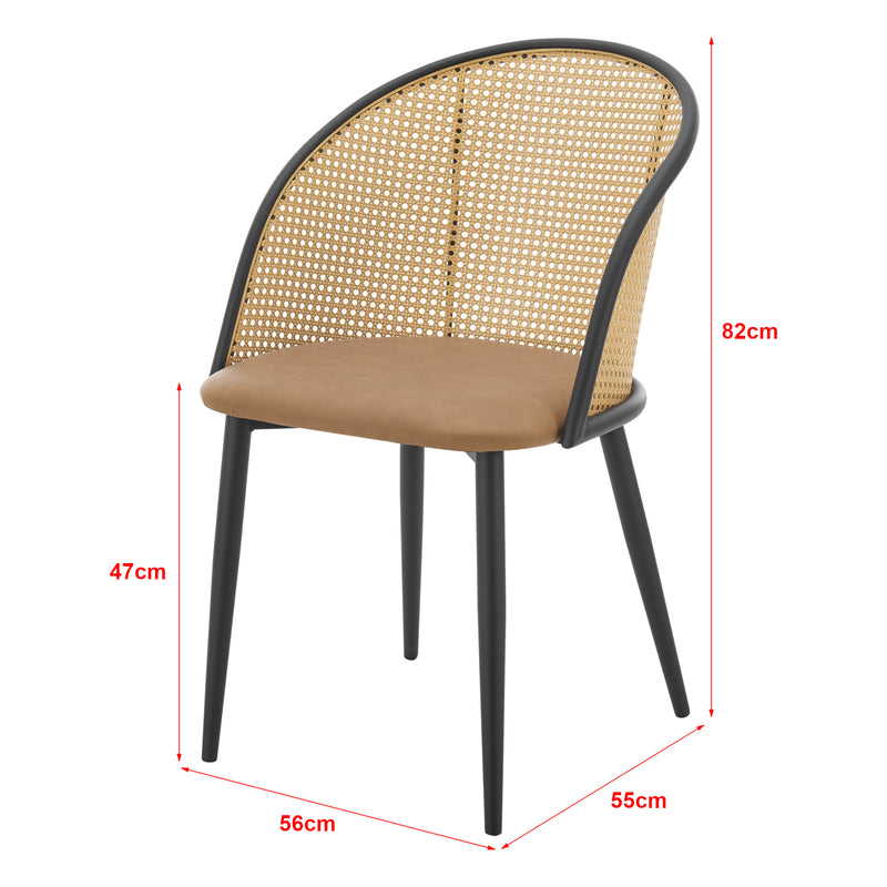 Maatschets [en.casa] Eetkamerstoel Gagnef set van 2 bruin en zwart 82x56x55 cm