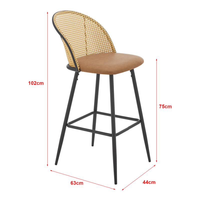 Maatschets [en.casa] Barkruk set van 2 Gausdal 102x44x63 cm bruin en zwart
