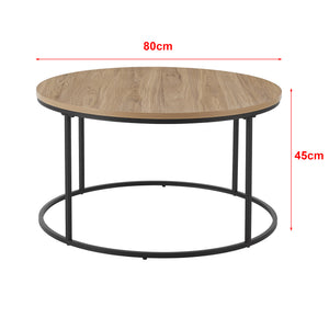 [en.casa] Salontafel Kuhmoinen rond 45x80 cm zwart mat en houtkleurig