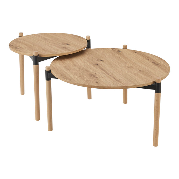 [en.casa] Salontafel Kristinestad set van 2 mdf houtkleurig